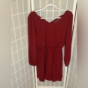 L Lush Red Formal Dress With Cross Back, Used— Like New